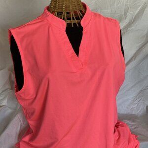 Hot Pink Sleeveless Golf Shirt w/ V neck opening, sz L by Vidusou